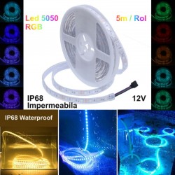 Banda Led RGB 5050 Submersibila - 300Led -12V - IP68, 5m/Rola Banda Led RGB 5050 Submersibila - 300Led -12V - IP68, 5m/Rola