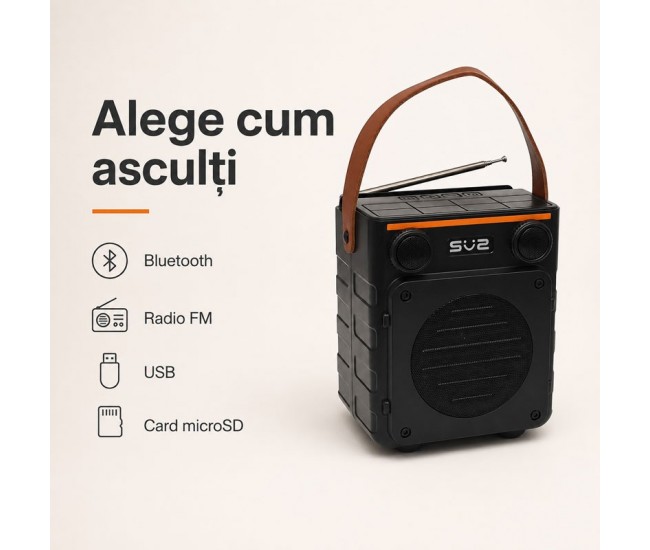 Boxă Portabilă Bluetooth 10W cu Panou Solar și Radio FM SZ-L11M