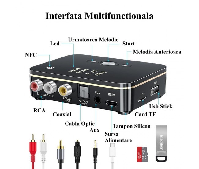 Digital Audio NFC M8 Bluetooth 5.0 Inteligent RX/TX