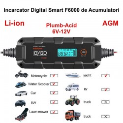 Incarcator Digital Smart F6000 de Acumulatori Li-ion / Plumb-Acid 6V-12V / AGM - BYGD Incarcator Digital Smart F6000 de Acumulatori Li-ion / Plumb-Acid 6V-12V / AGM - BYGD