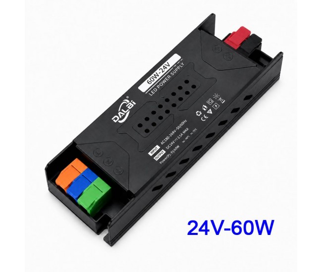 Sursa Alimentare LED 24V 60W 2.5A Slim cu Conectare Rapida Push-In DALBI