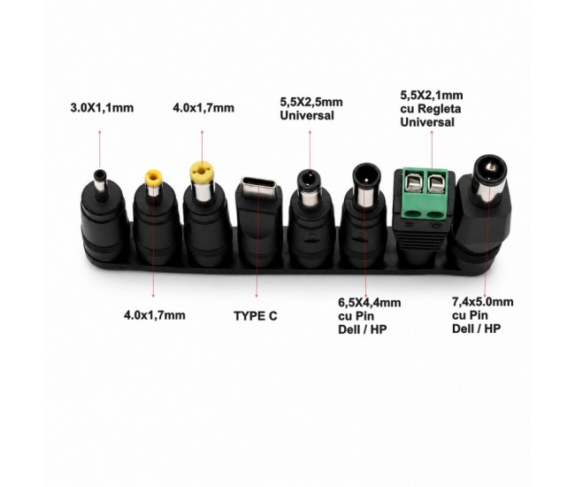 Set 8 Mufe Adaptoare Alimentare DC Universale Laptop + Adaptor USB-C