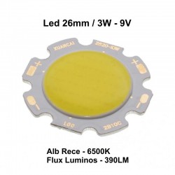 Led Cob 26mm, Putere 3W Led Cob 26mm, Putere 3W
