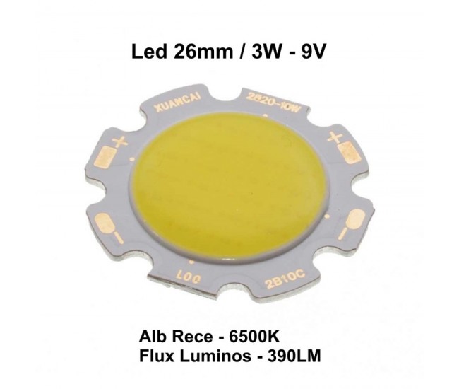 Led Cob 26mm, Putere 3W