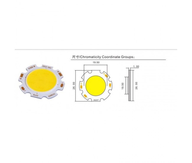 Led Cob 26mm, Putere 10W