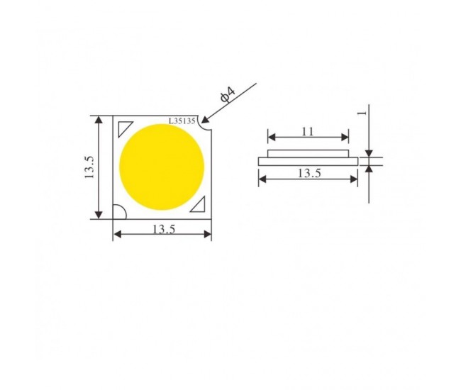 Led Cob 13,5mm, Putere 10W