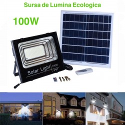 Proiector 100W cu Panou Solar și Telecomanda Proiector 100W cu Panou Solar și Telecomanda