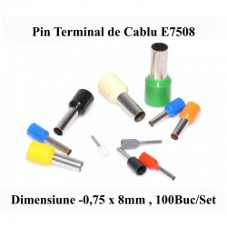 Pin Terminal de Cablu E7508 Gri, 100Buc/Set Pin Terminal de Cablu E7508 Gri, 100Buc/Set