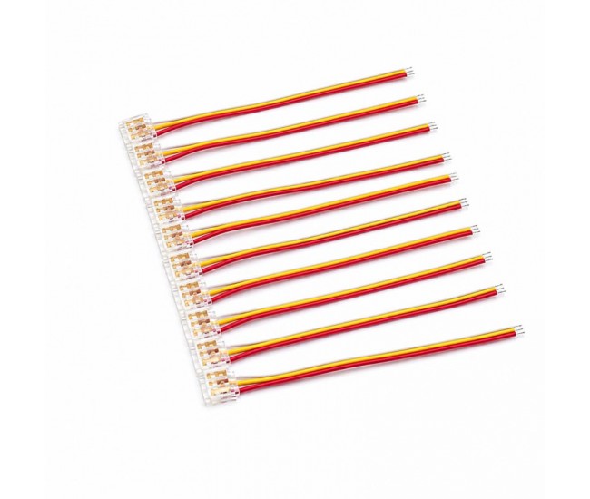 Conector Banda LED SMD Monocolor 10mm 3 Pini cu Cablu 10cm Set 10 Buc YCA3P-10-1 DALBI