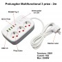 Prelungitor Multifunctional 3 prize - 2m cu 4 x USB 2,1A - PD si Intrerupator