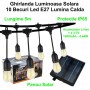 Ghirlanda Luminoasa cu Incarcare Solara, 5 metri cu 10 Becuri Led E27 Lumina Calda