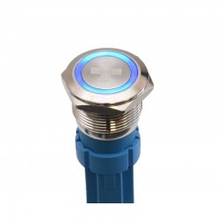 Push Buton 5-24V / 19mm, Plus (+) Led Albastru Push Buton 5-24V / 19mm, Plus (+) Led Albastru