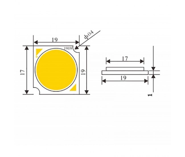 Led Cob 19mm, Putere 10W