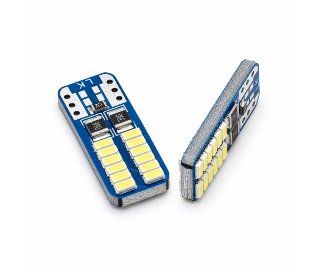 Set 2 Becuri Auto LED T10 pentru Pozitie si Interior, Albe, 12V, CL-24W DALBI