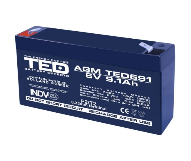 Acumulator Plumb - Acid 6V-9,1A TED