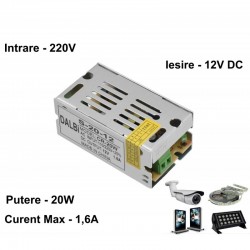 Sursa de Alimentare Metalica 220V-12V/20W-1,6A Sursa de Alimentare Metalica 220V-12V/20W-1,6A