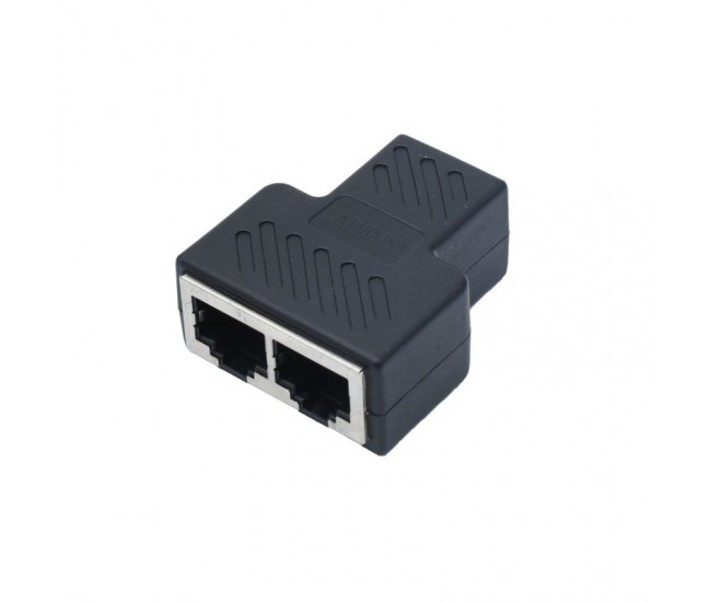 Adaptor Spliter RJ45 UTP mama - 2 mama Negru CAT5/6 - spliter retea Ethernet