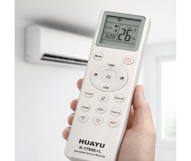 Telecomandă Universală Aer Condiționat HUAYU K-1769E-L Compatibilă cu Peste 1000 de Modele AC