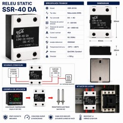 Releu Static SSR-40 DA 40A 24-440V AC Control 3-32V DC DALBI