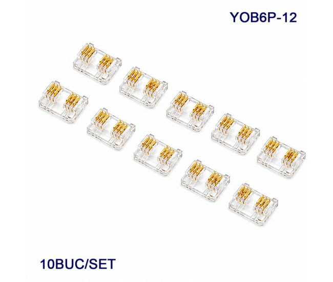 Conector pentru Imbinare Banda LED COB 12mm 6 Pini Strip to Strip Set 10 Buc DALBI YOB6P-12