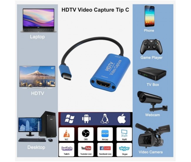 Placa Video Captura Hdmi - Tipe-C / HDTV