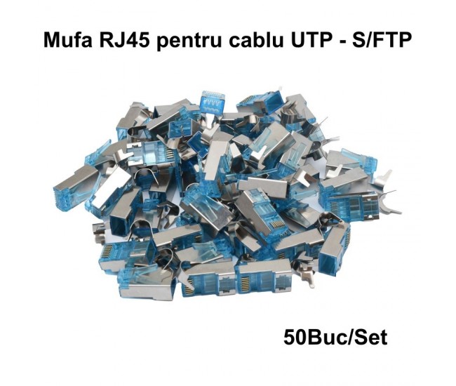 Mufa RJ45 S/FTP CAT 7 Albastru cu Ecranare Metalica - 50Buc/Set