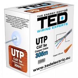Cablu UTP Cat 5e Cupru Integral 8 Fire Ted, 305m/Rol