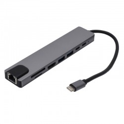 Hub Adaptor 8 in 1 Tip C la HDTV 4K UHD - PD - RJ45 - TF/SD -  USB 3.0 Hub Adaptor 8 in 1 Tip C la HDTV 4K UHD - PD - RJ45 - TF/SD -  USB 3.0