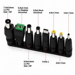 Set 8 Mufe Adaptoare Alimentare DC Universale Laptop + Adaptor USB-C