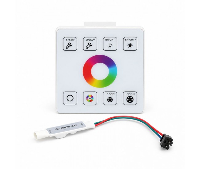 Controler Tactil RF RGB SPI cu 376 Efecte pentru Banda LED Digitala 5-24V