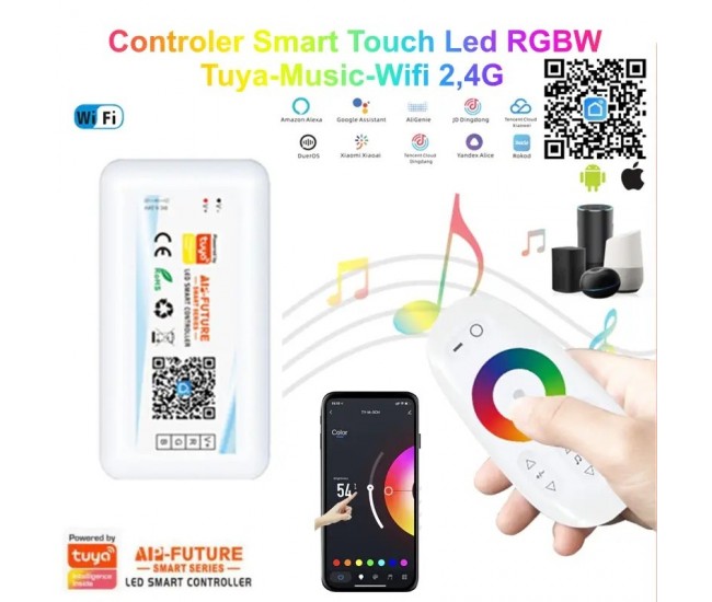 Controler Smart Touch Led RGBW,Tuya-Music-Wifi 2,4G