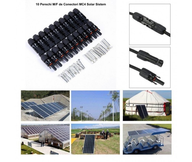 Conector MC4 de Sistem Solar Fotovoltaic-Kit 10 Set F/M