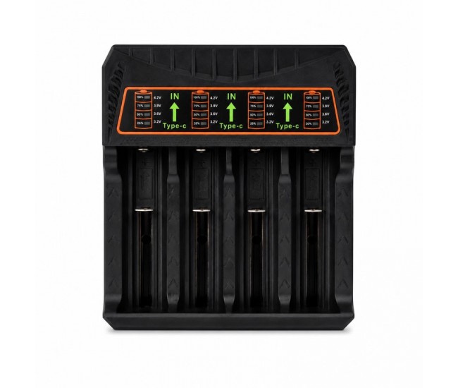 Incarcator Universal pentru Acumulatori Li-ion 4 Sloturi 18650 USB Type-C DALBI