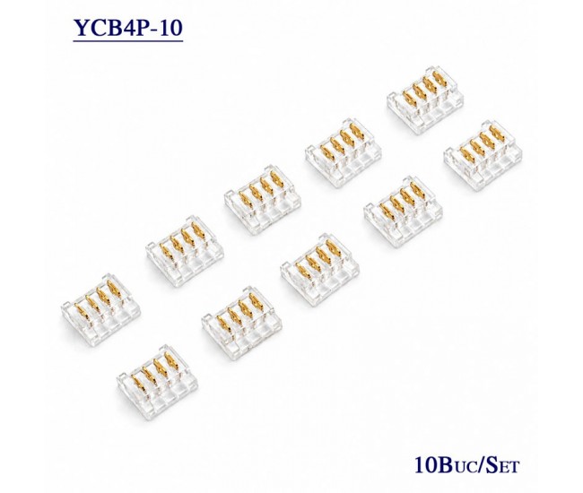 Conector pentru Imbinare Banda LED SMD 10mm 4 Pini Strip to Strip Set 10 Buc DALBI YCB4P-10