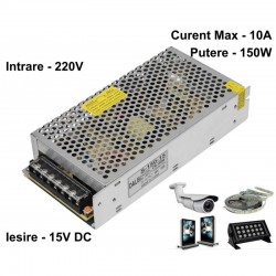 Sursa de Alimentare Metalica 220V-15V/150W-10A Sursa de Alimentare Metalica 220V-15V/150W-10A