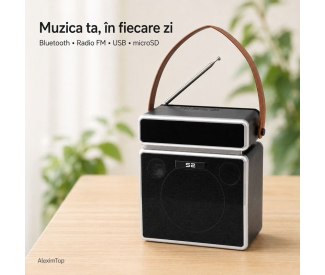Boxă Portabilă Bluetooth 15W cu Panou Solar, Radio FM SZ-L29