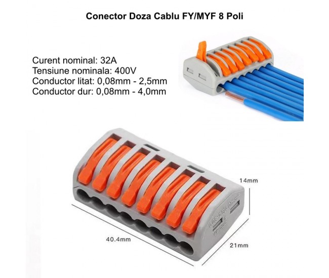 Conector Doza 8 Fire 4KV / 32A, PCT-218
