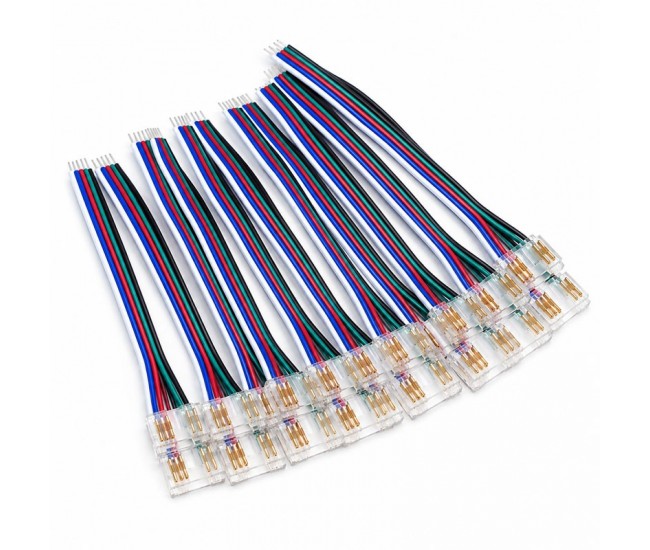 Conector Banda LED COB RGB 12mm 5 Pini cu Cablu 10cm Set 10 Buc YOA5P-12-1 DALBI