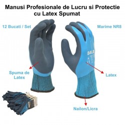 Manusi de Lucru si Protectie Profesionale cu Latex Spumat NR.8 - 12buc/set Manusi de Lucru si Protectie Profesionale cu Latex Spumat NR.8 - 12buc/set