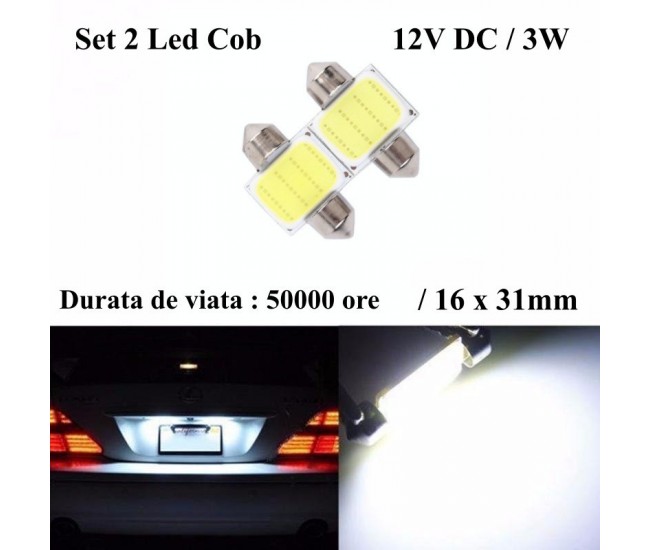 Led Auto 31mm Cob, Lumina Alba , 2buc/set