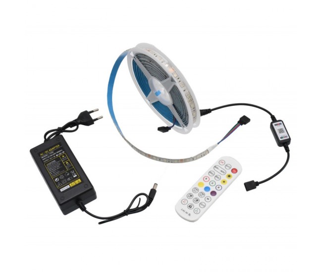 Kit Banda Led 5050 RGB IP65 / 5m cu Bluetooth + Telecomanda