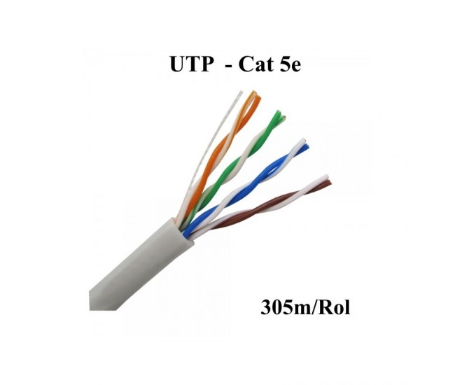 Cablu UTP cat 5e CCA 0,5mm² 305m/Rol