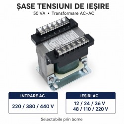 Transformator de Comanda BK-50VA 220/380/440V cu Iesiri Multiple DALBI