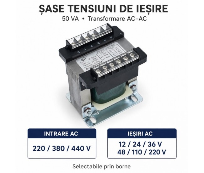 Transformator de Comanda BK-50VA 220/380/440V cu Iesiri Multiple DALBI