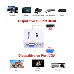 Video Convertor Mini HDMI2VGA / HDMI-VGA 1080P - Audio / HDV-630 Video Convertor Mini HDMI2VGA / HDMI-VGA 1080P - Audio / HDV-630