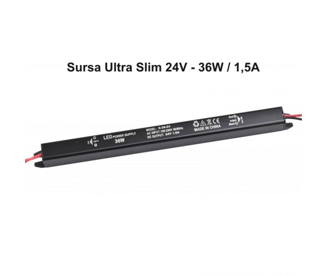 Sursa de Alimentare 24V- 36W / 1,5A - Ultra Slim Black