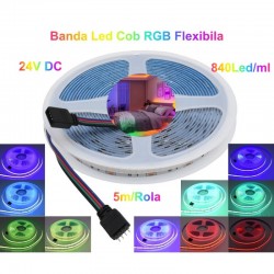 Banda Cob Led RGB 24V-10mm - 840led/ml, 16W/ml- Rol/5m Banda Cob Led RGB 24V-10mm - 840led/ml, 16W/ml- Rol/5m