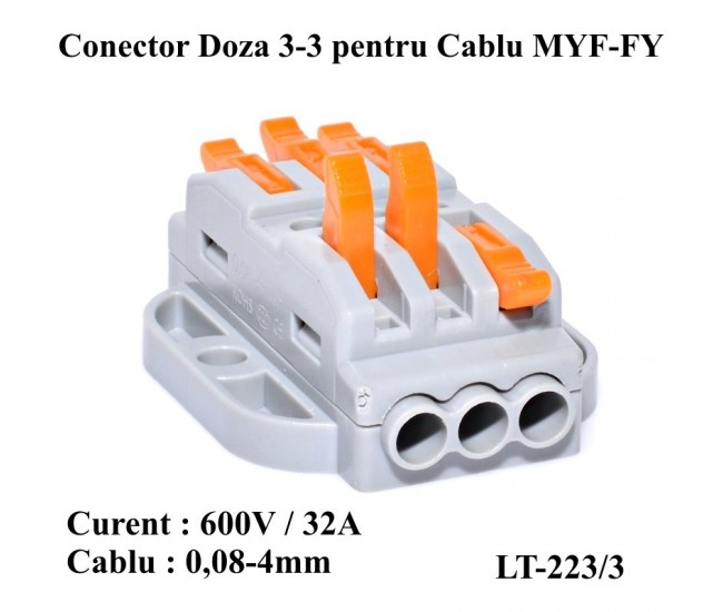 Conector Doza 3-3 pentru Cablu, LT-223/3