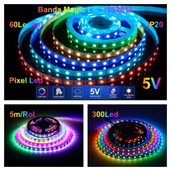 Banda Led WS2812 Digital Pixel 5050 RGB 60D-5V/IP20 Banda Led WS2812 Digital Pixel 5050 RGB 60D-5V/IP20