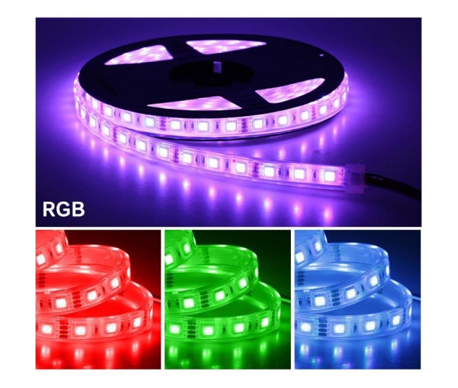 Banda Led RGB 5050 Submersibila - 300Led -12V - IP68, 5m/Rola